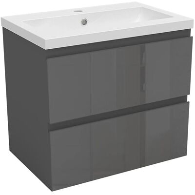 AICA Waschtisch mit Unterschrank 60 cm Aalst Badmöbel Set 2 tlg. Waschbecken mit Unterschrank Anthrazit Hochglanz Softclose AICA Waschtisch mit Unterschrank 60 cm Aalst Badmöbel Set 2 tlg. Waschbecken mit Unterschrank Anthrazit Hochglanz Softclose