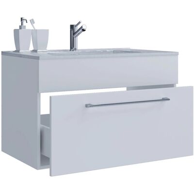 VCM Weiß Badezimmer Set - 80cm, Modern, Mit Schrank & Waschbecken VCM Weiß Badezimmer Set - 80cm, Modern, Mit Schrank & Waschbecken