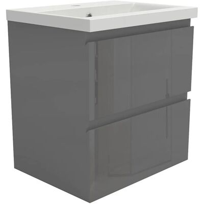 AICA Badmöbel Aalst 50 cm Keramik Waschtisch mit Unterschrank Hochglänzend Anthrazit Grifflos Softclose Schubladen 2 tlg. AICA Badmöbel Aalst 50 cm Keramik Waschtisch mit Unterschrank Hochglänzend Anthrazit Grifflos Softclose Schubladen 2 tlg.