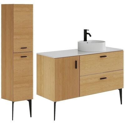 Vente-unique Badmöbel-Set Sarone Naturfarben Hell 120 cm Vente-unique Badmöbel-Set Sarone Naturfarben Hell 120 cm