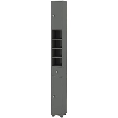 Costway Badschrank Schmal Badezimmerschrank mit 2 Türen Hellgrau Costway Badschrank Schmal Badezimmerschrank mit 2 Türen Hellgrau