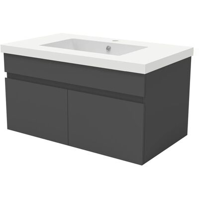 AICA Waschtisch mit Unterschrank 80 cm BERGEN Badmöbel Set 2 tlg. Waschbecken mit Unterschrank Anthrazit Matt Softclose AICA Waschtisch mit Unterschrank 80 cm BERGEN Badmöbel Set 2 tlg. Waschbecken mit Unterschrank Anthrazit Matt Softclose