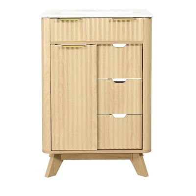 Merax Badezimmerschrank 61 cm Natur Holzoptik 3 Schubladen Schiebetür Merax Badezimmerschrank 61 cm Natur Holzoptik 3 Schubladen Schiebetür