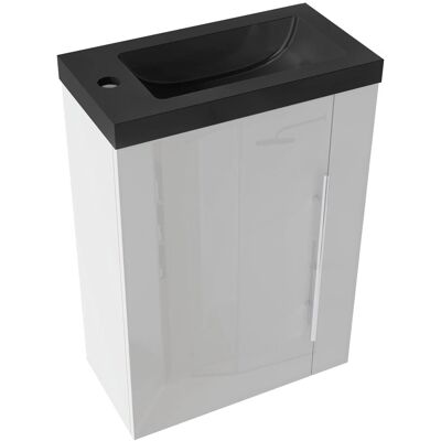 AICA Badmöbel Set Gäste WC SILVIA 45 cm Schwarz Waschtisch mit Unterschrank Hochglanz Weiß Softclose Tür 2 tlg. AICA Badmöbel Set Gäste WC SILVIA 45 cm Schwarz Waschtisch mit Unterschrank Hochglanz Weiß Softclose Tür 2 tlg.