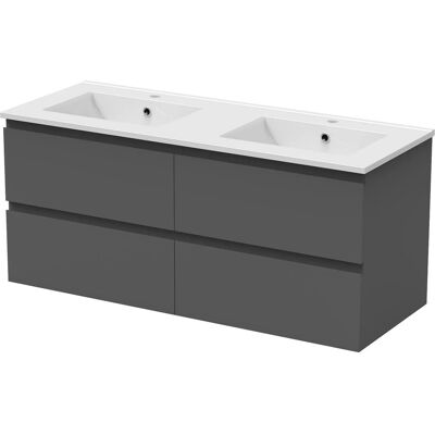 AICA Badmöbel Aalst 120 cm Keramik Waschtisch mit Unterschrank Matt Anthrazit Grifflos Softclose Schubladen 2 tlg. AICA Badmöbel Aalst 120 cm Keramik Waschtisch mit Unterschrank Matt Anthrazit Grifflos Softclose Schubladen 2 tlg.