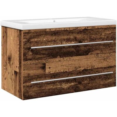 vidaXL Waschbeckenschrank Wandmontiert 2-Tlg Altholz 80 x 38,5 x 48 cm 3333135 vidaXL Waschbeckenschrank Wandmontiert 2-Tlg Altholz 80 x 38,5 x 48 cm 3333135