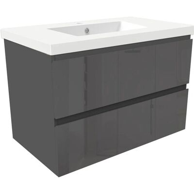 AICA Waschtisch mit Unterschrank 80 cm Aalst Badmöbel Set 2 tlg. Waschbecken mit Unterschrank Anthrazit Hochglanz Softclose AICA Waschtisch mit Unterschrank 80 cm Aalst Badmöbel Set 2 tlg. Waschbecken mit Unterschrank Anthrazit Hochglanz Softclose