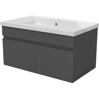 AICA Badmöbel BERGEN 80 cm Keramik Waschtisch mit Unterschrank Matt Anthrazit Grifflos Softclose Türen 2 tlg. AICA Badmöbel BERGEN 80 cm Keramik Waschtisch mit Unterschrank Matt Anthrazit Grifflos Softclose Türen 2 tlg.
