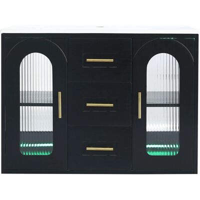 Merax Badschrank 76cm LED Waschbecken Unterschrank Schwarz Holzoptik Merax Badschrank 76cm LED Waschbecken Unterschrank Schwarz Holzoptik