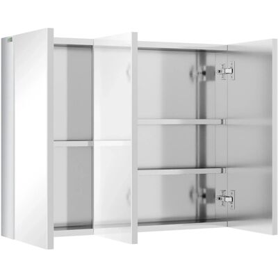 Kleankin Spiegelschrank mit 5 Ablagen 3 Glastüren Edelstahl 70 x 12 x 55cm Silber Kleankin Spiegelschrank mit 5 Ablagen 3 Glastüren Edelstahl 70 x 12 x 55cm Silber