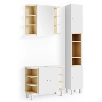 Vicco Badezimmermöbel-Set - Weiß/Roble - 3 Teile - Elegantes Design Vicco Badezimmermöbel-Set - Weiß/Roble - 3 Teile - Elegantes Design