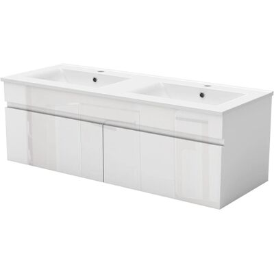 AICA Badmöbel BERGEN 120 cm Keramik Waschtisch mit Unterschrank Hochglanz Weiß Grifflos Softclose Türen 2 tlg. AICA Badmöbel BERGEN 120 cm Keramik Waschtisch mit Unterschrank Hochglanz Weiß Grifflos Softclose Türen 2 tlg.
