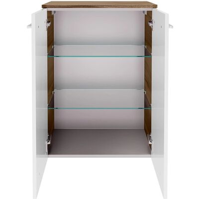 Fackelmann Verona Doppel Badschrank - 60cm, Braun Dunkel/Weiß Hochglanz Fackelmann Verona Doppel Badschrank - 60cm, Braun Dunkel/Weiß Hochglanz