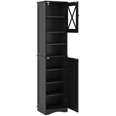 Costway Badezimmerschrank Schmal mit 5 Verstellbaren Regalen Schwarz Costway Badezimmerschrank Schmal mit 5 Verstellbaren Regalen Schwarz