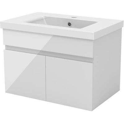 AICA Badmöbel BERGEN 60 cm Keramik Waschtisch mit Unterschrank Hochglanz Weiß Grifflos Softclose Türen 2 tlg. AICA Badmöbel BERGEN 60 cm Keramik Waschtisch mit Unterschrank Hochglanz Weiß Grifflos Softclose Türen 2 tlg.