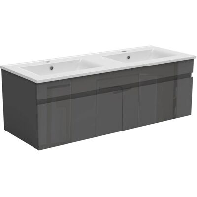 AICA Waschtisch mit Unterschrank 120 cm BERGEN Badmöbel Set 2 tlg. Waschbecken mit Unterschrank Anthrazit Hochglanz Softclose AICA Waschtisch mit Unterschrank 120 cm BERGEN Badmöbel Set 2 tlg. Waschbecken mit Unterschrank Anthrazit Hochglanz Softclose