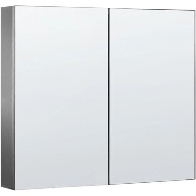 Beliani Bad-Spiegelschrank NAVARRA Schwarz Silber 14x80x70 Beliani Bad-Spiegelschrank NAVARRA Schwarz Silber 14x80x70