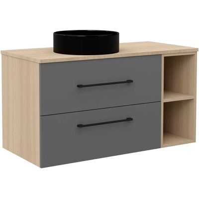 AICA Waschtisch mit Unterschrank 100 cm Kross Badmöbel Set Aufsatzbecken mit Unterschrank Grau Eiche Matt Softclose Schubladen mit Staufach AICA Waschtisch mit Unterschrank 100 cm Kross Badmöbel Set Aufsatzbecken mit Unterschrank Grau Eiche Matt Softclose Schubladen mit Staufach