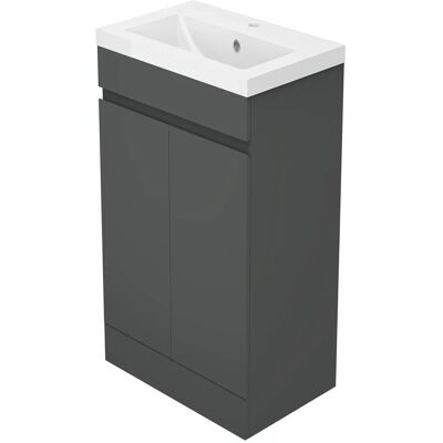 AICA Waschtisch mit Unterschrank 50 cm LORENZA Badmöbel Set 2 tlg. Waschbecken mit Unterschrank Anthrazit Matt Softclose AICA Waschtisch mit Unterschrank 50 cm LORENZA Badmöbel Set 2 tlg. Waschbecken mit Unterschrank Anthrazit Matt Softclose