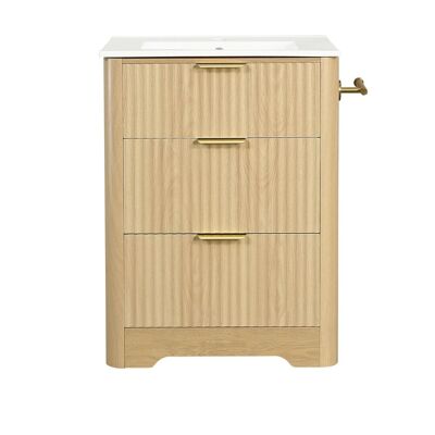 Merax Waschtischunterschrank 61cm Holzoptik Keramik Waschbecken Merax Waschtischunterschrank 61cm Holzoptik Keramik Waschbecken