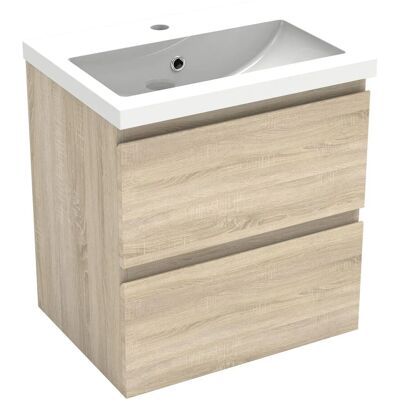 AICA Waschtisch mit Unterschrank 50 cm Aalst Badmöbel Set 2 tlg. Waschbecken mit Unterschrank Eiche Matt Softclose AICA Waschtisch mit Unterschrank 50 cm Aalst Badmöbel Set 2 tlg. Waschbecken mit Unterschrank Eiche Matt Softclose