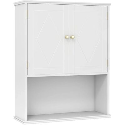 Costway Hängeschrank Bad Badezimmerschrank mit Verstellbarem Regal Weiß Costway Hängeschrank Bad Badezimmerschrank mit Verstellbarem Regal Weiß