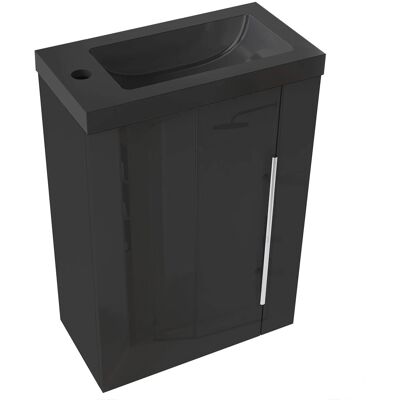 AICA Badmöbel Set Gäste WC SILVIA 45 cm Schwarz Waschtisch mit Unterschrank Hochglanz Schwarz Softclose Tür 2 tlg. AICA Badmöbel Set Gäste WC SILVIA 45 cm Schwarz Waschtisch mit Unterschrank Hochglanz Schwarz Softclose Tür 2 tlg.
