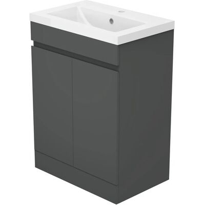 AICA Waschtisch mit Unterschrank 60 cm LORENZA Badmöbel Set 2 tlg. Waschbecken mit Unterschrank Anthrazit Matt Softclose AICA Waschtisch mit Unterschrank 60 cm LORENZA Badmöbel Set 2 tlg. Waschbecken mit Unterschrank Anthrazit Matt Softclose