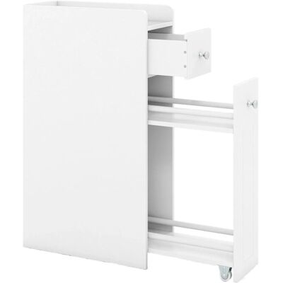 Costway Nischenschrank Badschrank mit Rollen Badezimmerschrank Klein Weiß Costway Nischenschrank Badschrank mit Rollen Badezimmerschrank Klein Weiß