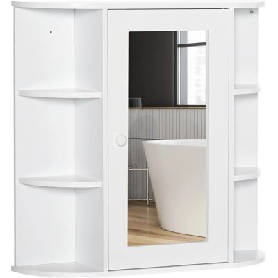 HOMCOM Spiegelschrank Wandmontage mit 8 Fächern Weiß 66 x 17 x 63 cm HOMCOM Spiegelschrank Wandmontage mit 8 Fächern Weiß 66 x 17 x 63 cm