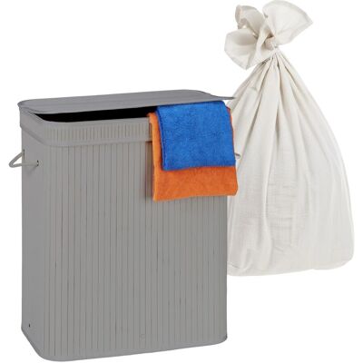 Relaxdays Wäschekorb Bambus Grau 2 Fächer Faltbar mit Deckel 60 cm x 52 cm x 32 cm 2,2 kg Relaxdays Wäschekorb Bambus Grau 2 Fächer Faltbar mit Deckel 60 cm x 52 cm x 32 cm 2,2 kg