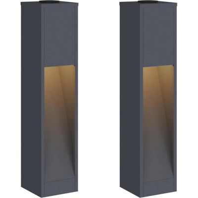 vidaXL Solar LED Wegeleuchte 2 Stk Anthrazit Kalt Gewalzter Stahl 879718 vidaXL Solar LED Wegeleuchte 2 Stk Anthrazit Kalt Gewalzter Stahl 879718