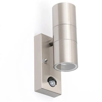 QAZQA Edelstahl Wandleuchte mit Bewegungssensor - Modern IP44 Außenlampe QAZQA Edelstahl Wandleuchte mit Bewegungssensor - Modern IP44 Außenlampe