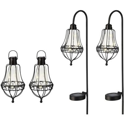 Marelida LED Solar Laternen Metall Hängend Erdspieß Solarleuchten Schwarz Sensor 4 Stück Marelida LED Solar Laternen Metall Hängend Erdspieß Solarleuchten Schwarz Sensor 4 Stück