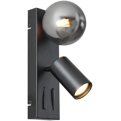 QAZQA Moderne Wandleuchte Schwarz 2 Flammig Neigbar mit USB C Anschluss Lesly QAZQA Moderne Wandleuchte Schwarz 2 Flammig Neigbar mit USB C Anschluss Lesly