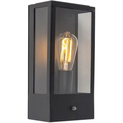 QAZQA Modern Außenwandleuchte mit Sensor - Schwarz - Für LED - IP44 QAZQA Modern Außenwandleuchte mit Sensor - Schwarz - Für LED - IP44