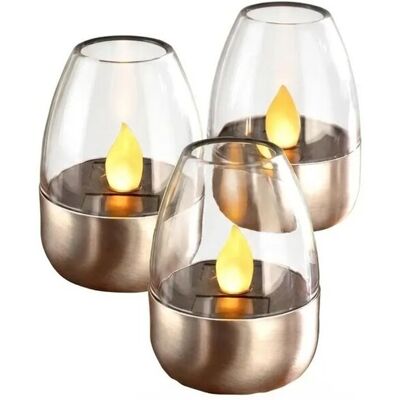 Westfalia Solar Teelichter 3er Set Glas Silber Westfalia Solar Teelichter 3er Set Glas Silber