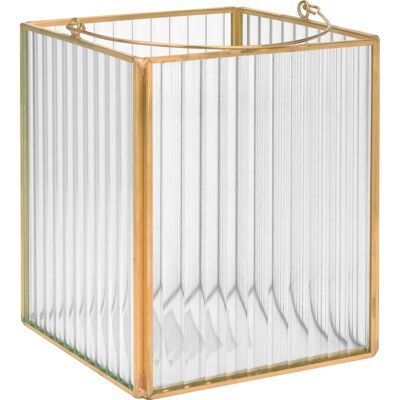 Laterne Modern Antique 17 cm x 14 cm x 14 cm Transparent-Gold Laterne Modern Antique 17 cm x 14 cm x 14 cm Transparent-Gold
