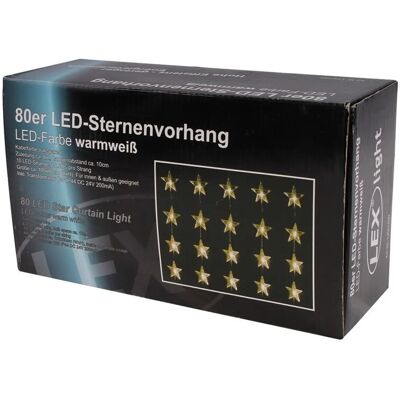 Lex 80er LED Stern Lichtervorhang Lichterkette Außen Innen Weihnachten Warmweiss Lex 80er LED Stern Lichtervorhang Lichterkette Außen Innen Weihnachten Warmweiss