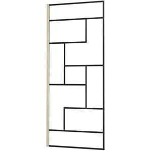 AICA Walk in Duschwand B.90xH.200cm mit 200cm Wandrahmen aus Goldfarbenem Edelstahl Nano Glas Unregelmäßige Streifen Duschabtrennung AICA Walk in Duschwand B.90xH.200cm mit 200cm Wandrahmen aus Goldfarbenem Edelstahl Nano Glas Unregelmäßige Streifen Duschabtrennung