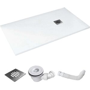 AICA 80x120x3cm Weiß Schiefer Effekt Duschwanne mit Edelstahl Ablaufabdeckung Ablaufgarnitur Rechteck Duschtasse AICA 80x120x3cm Weiß Schiefer Effekt Duschwanne mit Edelstahl Ablaufabdeckung Ablaufgarnitur Rechteck Duschtasse