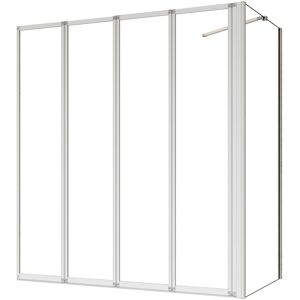 AICA 120x140cm Weiß 4-ftg. Faltbare mit 75cm Seitewand Badewanneaufsatz 4mm ESG Sicherheitsglas AICA 120x140cm Weiß 4-ftg. Faltbare mit 75cm Seitewand Badewanneaufsatz 4mm ESG Sicherheitsglas
