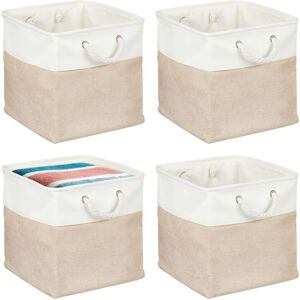 Relaxdays Aufbewahrungskorb 4er Set Leinen Beige Faltbar 33 cm x 33 cm x 33 cm Relaxdays Aufbewahrungskorb 4er Set Leinen Beige Faltbar 33 cm x 33 cm x 33 cm