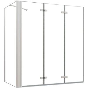 AICA 130x140cm Weiß Badewanneaufsatz 3-tlg. Faltwand Duschwand mit 70cm Seitewand 6mm ESG Nanoglas Duschabtrennung AICA 130x140cm Weiß Badewanneaufsatz 3-tlg. Faltwand Duschwand mit 70cm Seitewand 6mm ESG Nanoglas Duschabtrennung