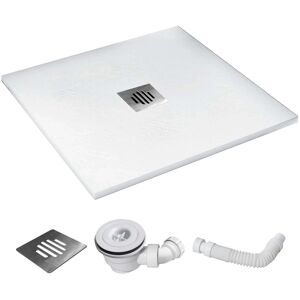 AICA 80x80x3cm Weiß Schiefer Effekt Duschwanne mit Edelstahl Ablaufabdeckung Ablaufgarnitur Quadrat Duschtasse AICA 80x80x3cm Weiß Schiefer Effekt Duschwanne mit Edelstahl Ablaufabdeckung Ablaufgarnitur Quadrat Duschtasse
