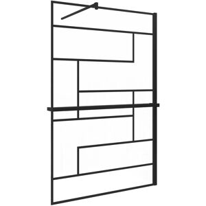 AICA 120x200cm 8mm NANO Glas Walk In Schwarz Duschwand mit Glasdekor Gitter mit Duschregal Handtuchhalter mit Stabilisator F132B AICA 120x200cm 8mm NANO Glas Walk In Schwarz Duschwand mit Glasdekor Gitter mit Duschregal Handtuchhalter mit Stabilisator F132B