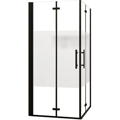 AICA 120x110cm Höhe195cm Schwarz Teilsatiniert Falttür Eckdusche Duschkabinen 6mm Nano-ESG Pendeltür Duschabtrennung Eckeinstieg Dusche AICA 120x110cm Höhe195cm Schwarz Teilsatiniert Falttür Eckdusche Duschkabinen 6mm Nano-ESG Pendeltür Duschabtrennung Eckeinstieg Dusche