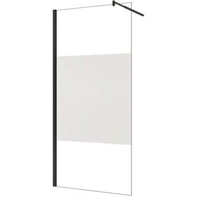 AICA Walk in Duschwand B.80 x H.200cm Milchglasstreifen Duschabtrennung 10mm Nano ESG-Glas Mit Stabilisator Schwarzrahmen Duschkabinen F123 AICA Walk in Duschwand B.80 x H.200cm Milchglasstreifen Duschabtrennung 10mm Nano ESG-Glas Mit Stabilisator Schwarzrahmen Duschkabinen F123