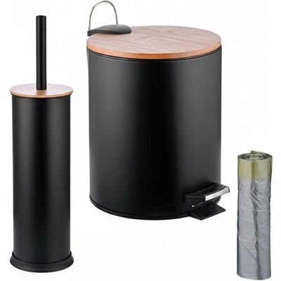 Relaxdays Bad Set Metall Schwarz Absenkautomatik 26 cm x 20,5 cm x 25 cm Relaxdays Bad Set Metall Schwarz Absenkautomatik 26 cm x 20,5 cm x 25 cm