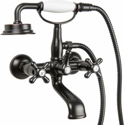 PaulGurkes Schwarze Wannenarmatur Retro Aufputz Nostalgie Handbrause Antik PaulGurkes Schwarze Wannenarmatur Retro Aufputz Nostalgie Handbrause Antik